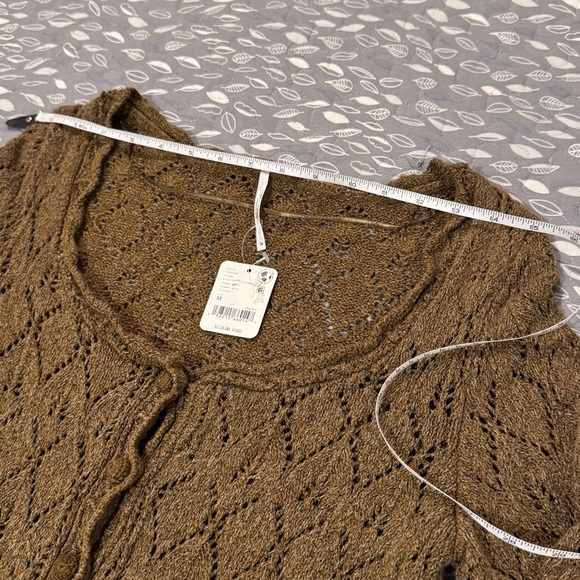 FREE PEOPLE Brown Open-Knit Cardigan Sweater, size Medium - Picture 11 of 14